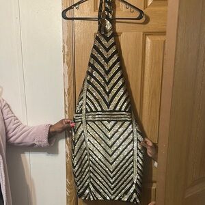 Elegant Black and Gold Mini Dress